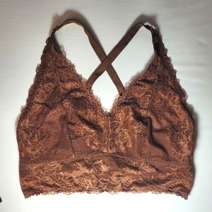 Savage X Fenty Chocolate Bralette Lace Convertible Wide Strap